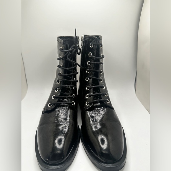 Black Leather Lace-Up Boots - Picture 4 of 10